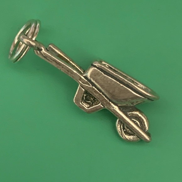 Wheelbarrow Sterling Silver Jewelry Charm #for the garden - Picture 1 of 4